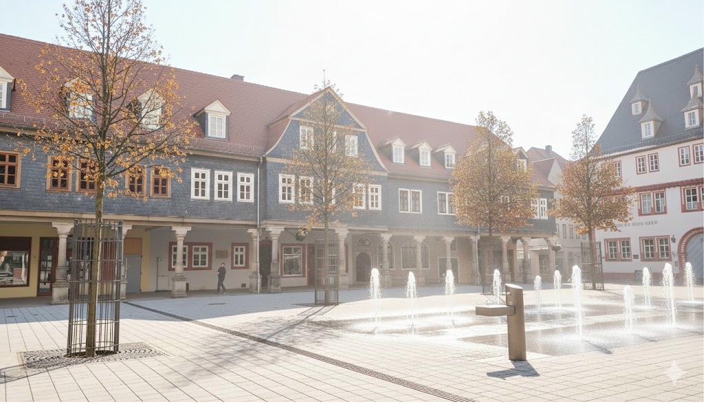 KI-Simulation: Marktplatz nach Kahlschlag